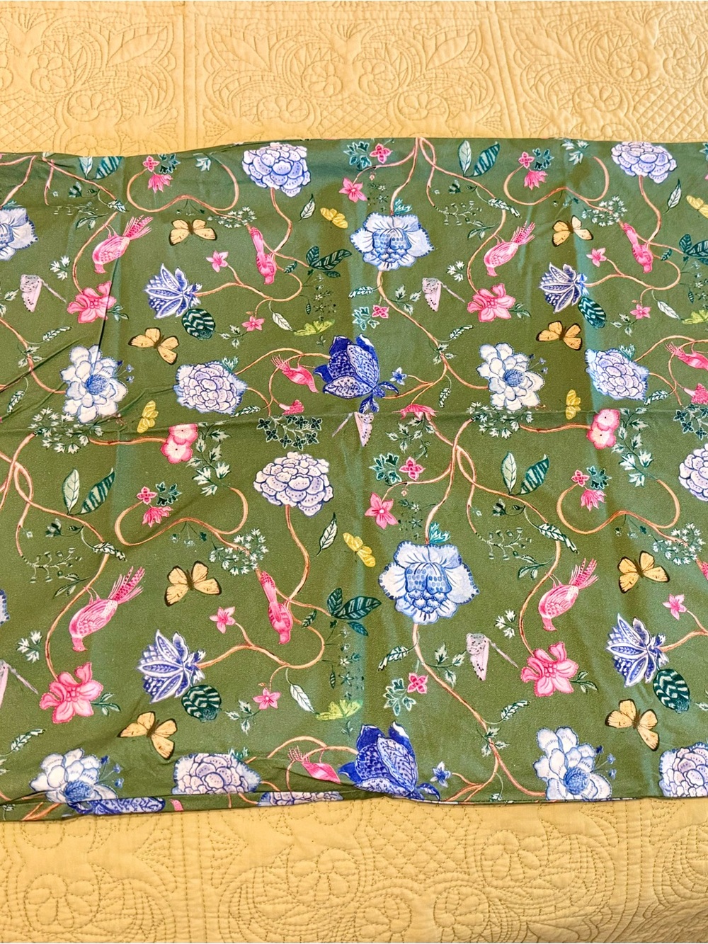 Anthropologie Pair Pillowcases with Pink & Blue Accents